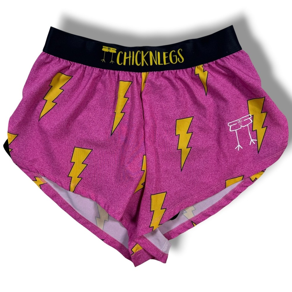 ChicknLegs Running Shorts Women's XS Pink Lightning Bolt Athletic Performance